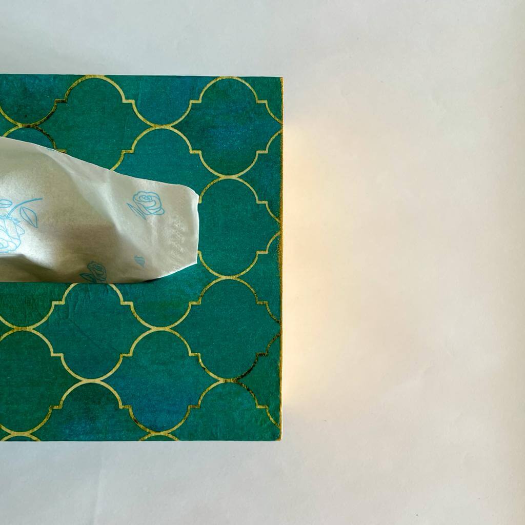 Handpainted Green Tissue Box