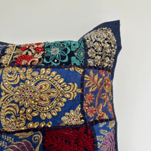 Load image into Gallery viewer, Blue Patchwork Cushion Cover
