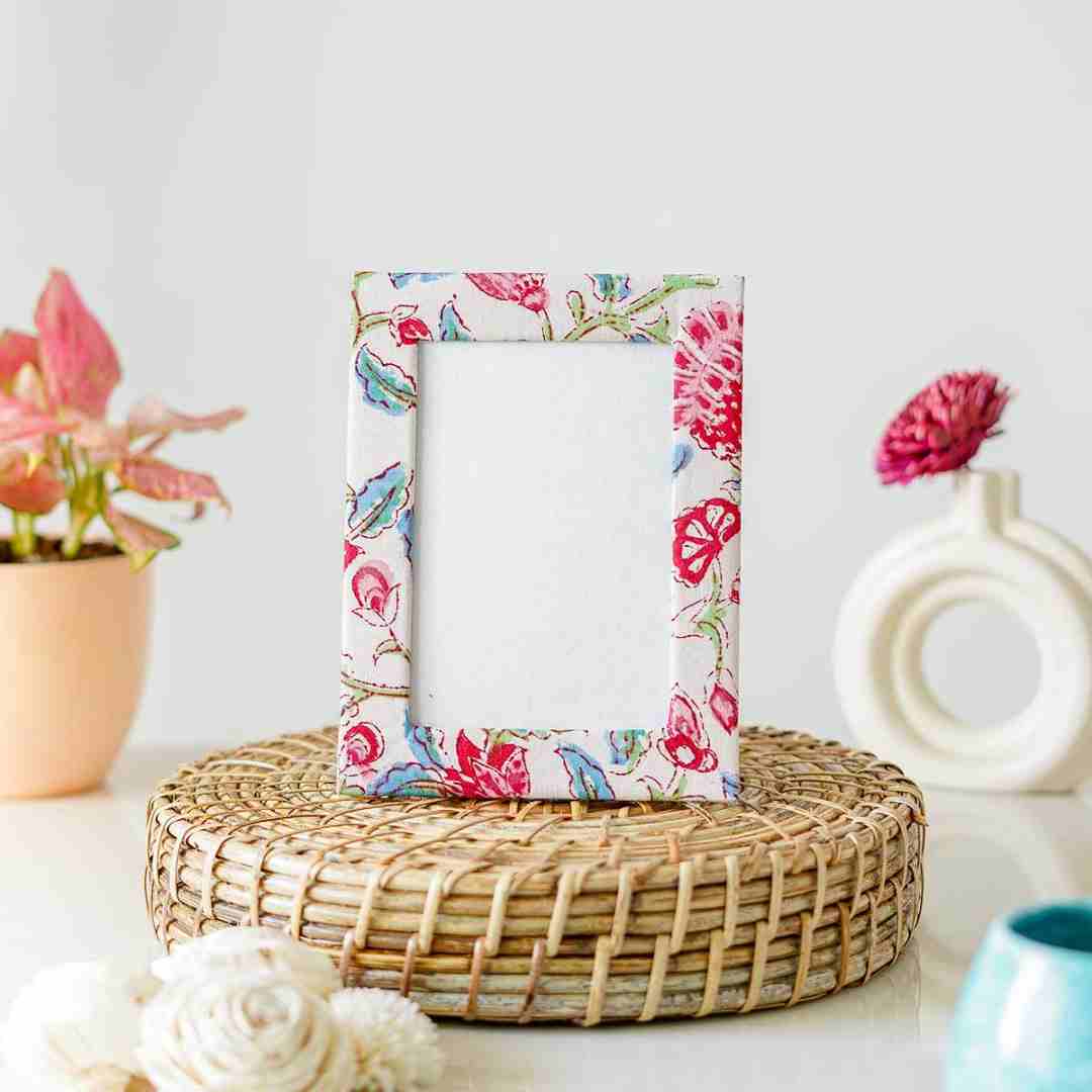 Floral Block Print Photo Frame