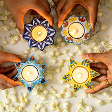 Load image into Gallery viewer, Atrangi Studio Assorted Blue Pottery Candle Holders (Set Of 8)
