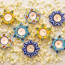 Load image into Gallery viewer, Atrangi Studio Assorted Blue Pottery Candle Holders (Set Of 8)
