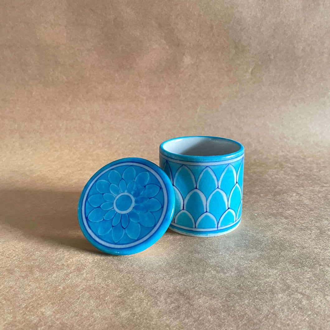 Blue Pottery Jar - Light Blue