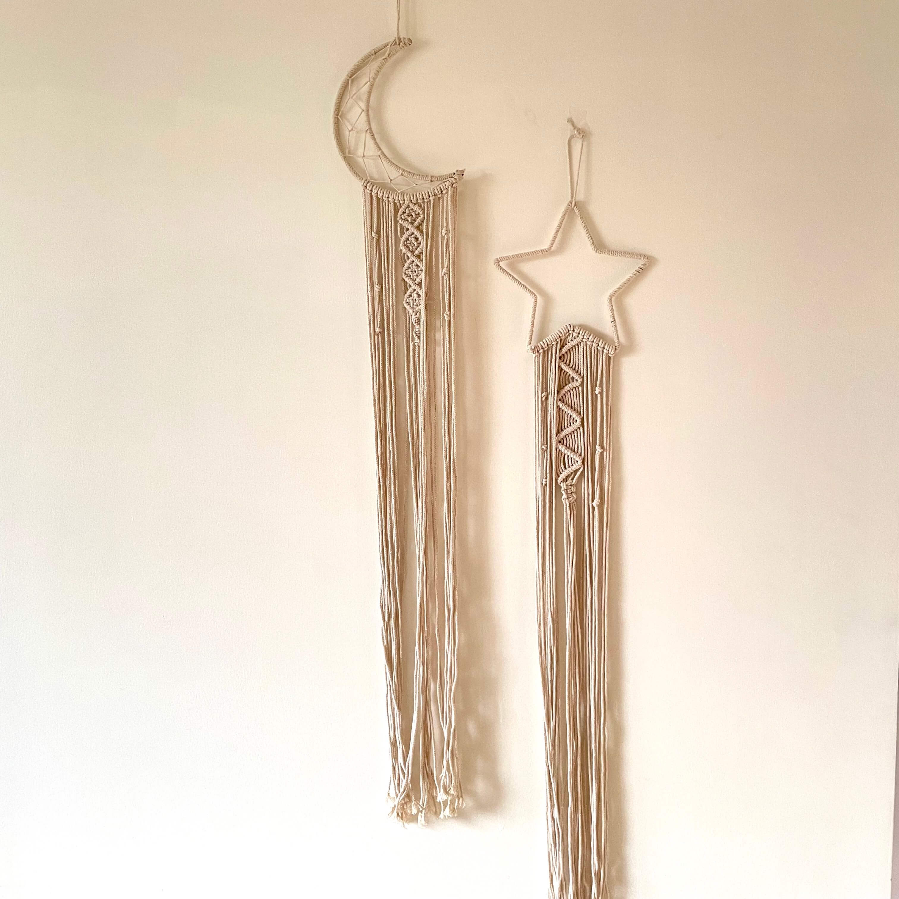 Macrame Star & Moon Dreamcatcher Wall Hanging Set