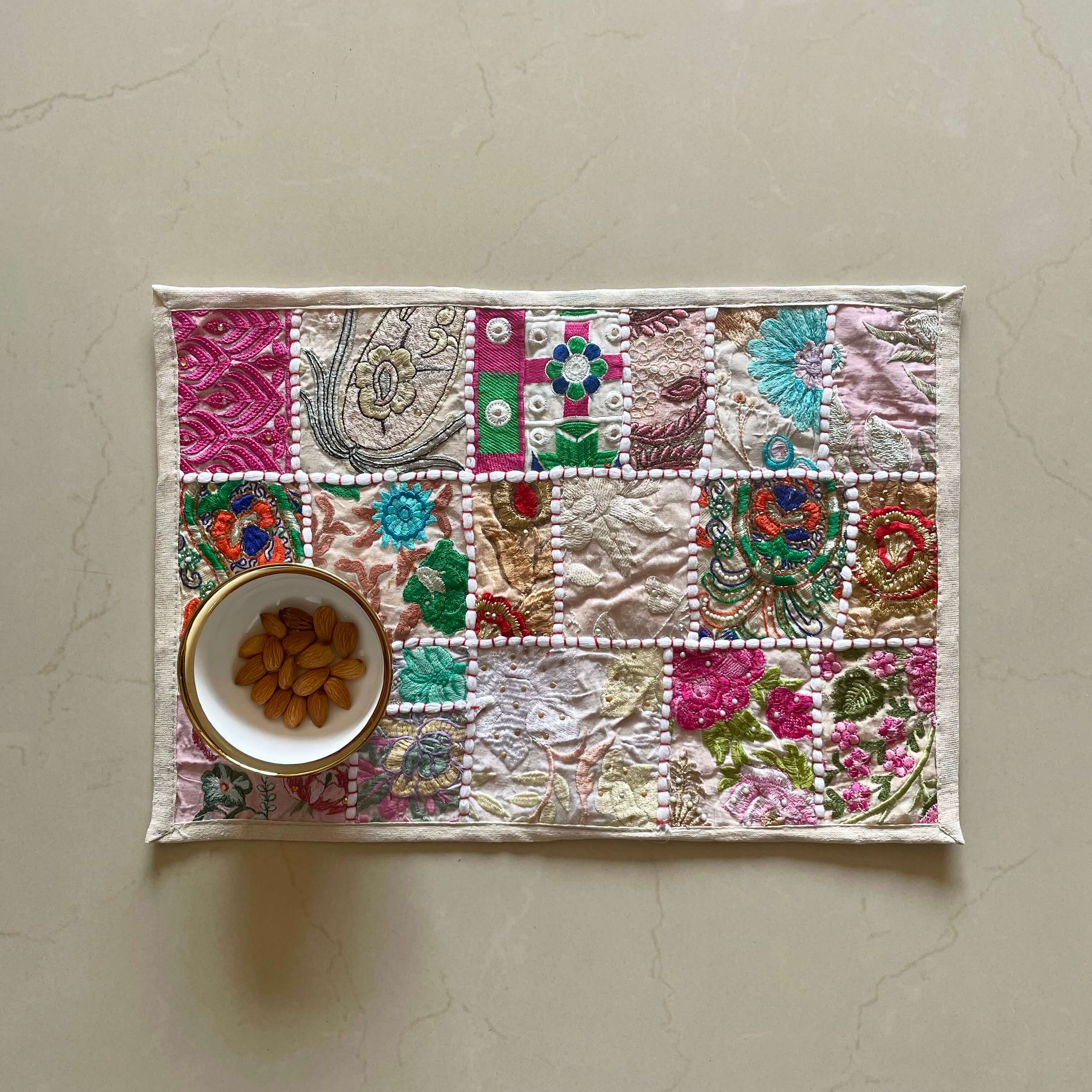 White Patchwork Table Mats